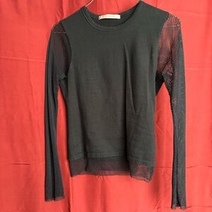 Y2k black layered look fishnet long sleeve